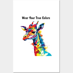 Wear Your True Colors Giraffe Watercolor AI Digital Art Posters and Art